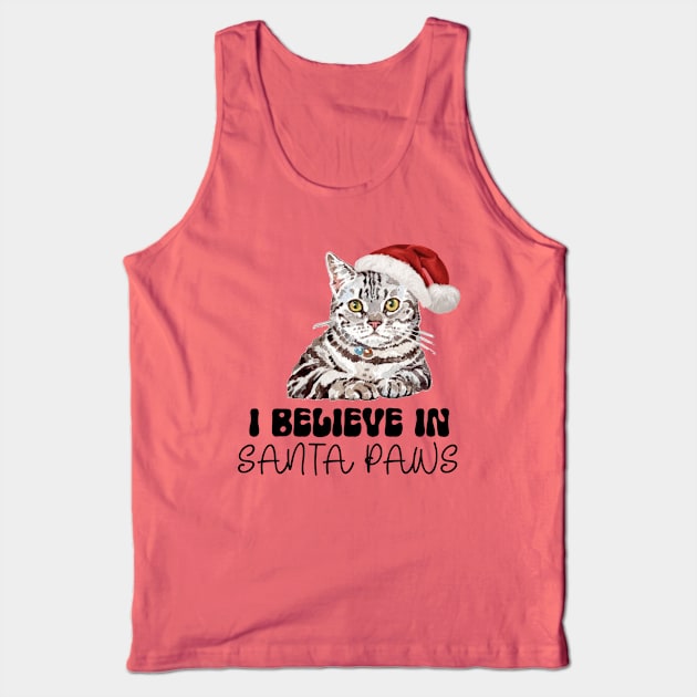 Funny Cat Santa Paws Christmas Tank Top by Curio Pop Relics